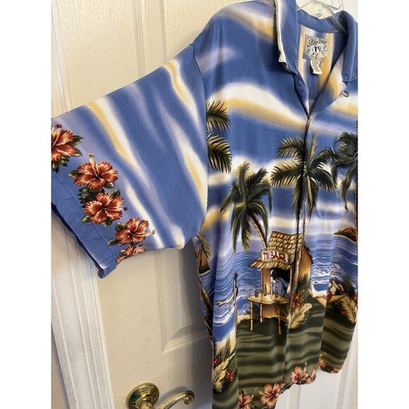 Vintage Big Dogs Shirt Men Large Hawaiian Hula Girl Tiki Camp Dive Bar Button Up - Picture 15 of 16